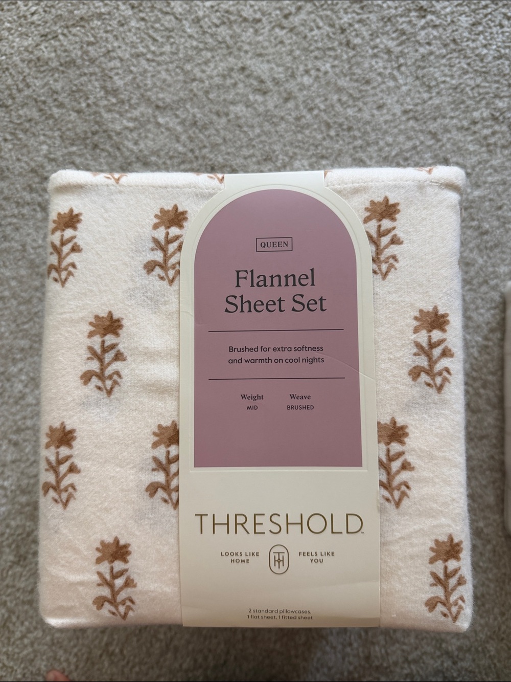 Threshold Flannel Sheet Set - Cream with Brown Floral